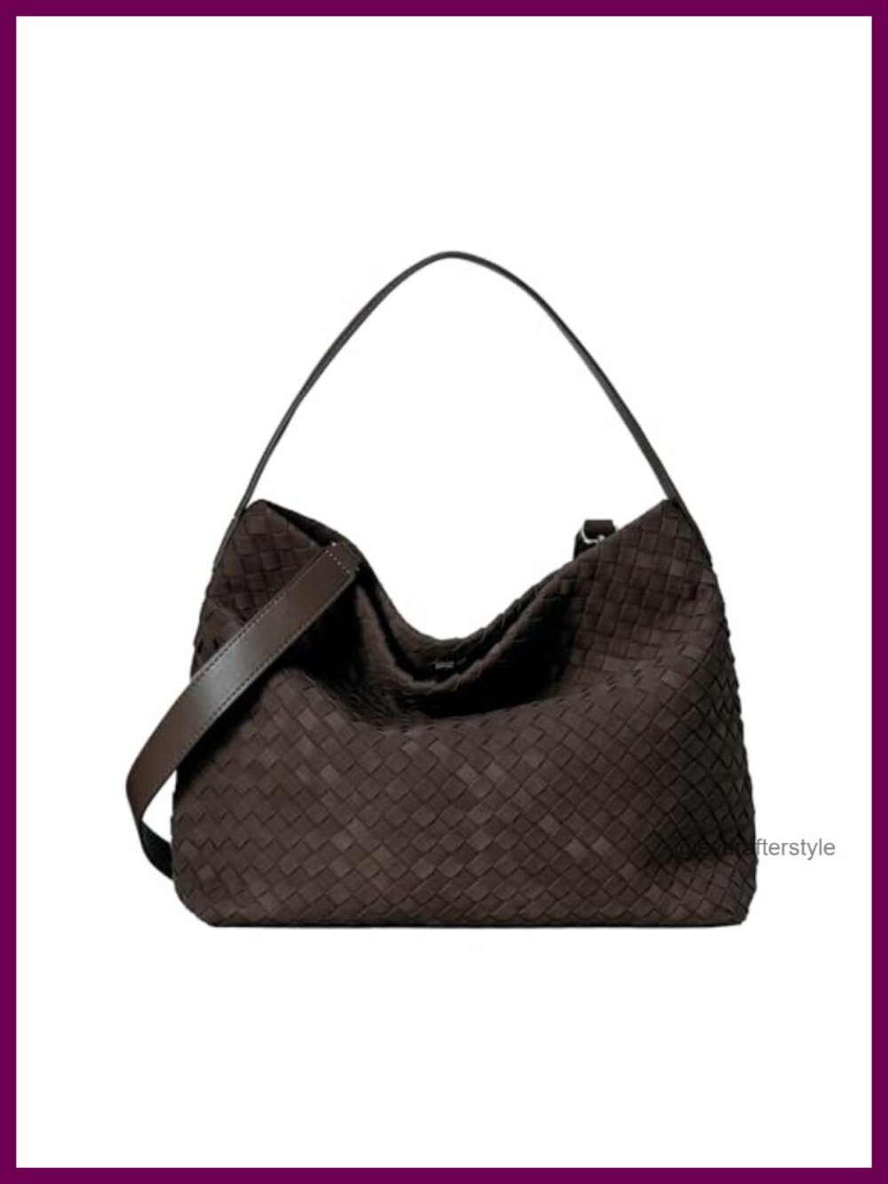 Woven Faux Suede Tote Bag Slouchy Hobo Shoulder Purse for Women